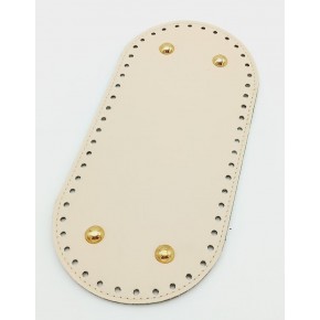 Çanta Aksesuar Suni Deri Krem Renk 25X12 cm Oval Çanta Tabanı (Light Gold Aparatlı)