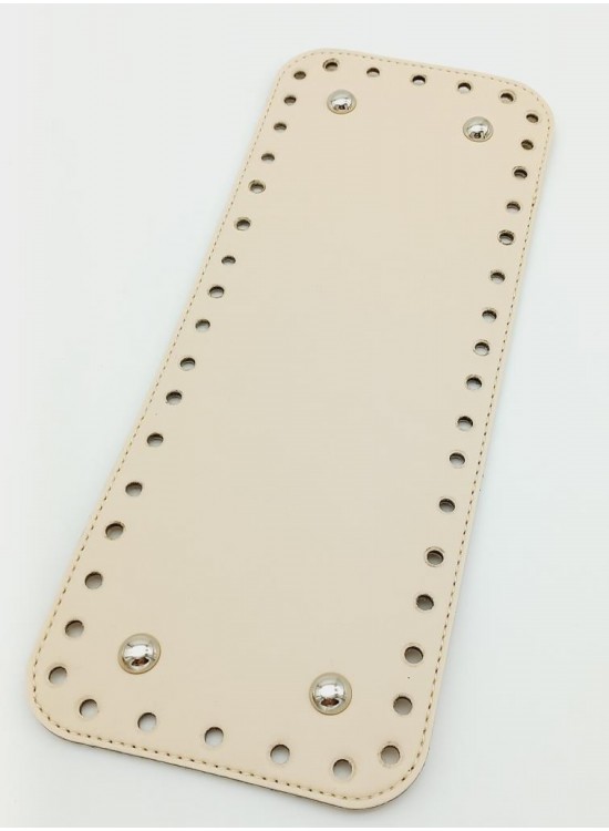 Çanta Aksesuar Suni Deri Krem Renk 30X12 cm Dikdörtgen Çanta Tabanı (Gümüş Aparatlı)