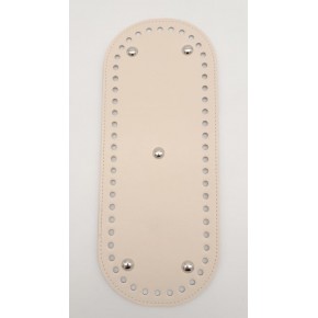 Çanta Aksesuar Suni Deri Krem Renk 30X12 cm Oval Çanta Tabanı (Gümüş Aparatlı)