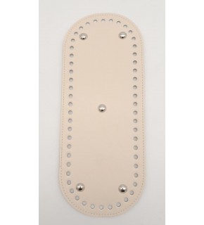 Çanta Aksesuar Suni Deri Krem Renk 30X12 cm Oval Çanta Tabanı (Gümüş Aparatlı)