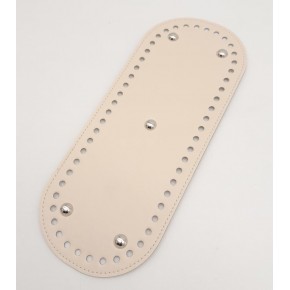 Çanta Aksesuar Suni Deri Krem Renk 30X12 cm Oval Çanta Tabanı (Gümüş Aparatlı)