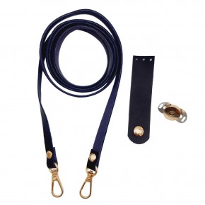 Çanta Aksesuar Suni Deri Lacivert Cep Telefonu Seti Light Gold Metalli