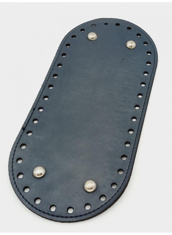 Çanta Aksesuar Suni Deri Lacivert Renk 25X12 cm Oval Çanta Tabanı (Gümüş Aparatlı)