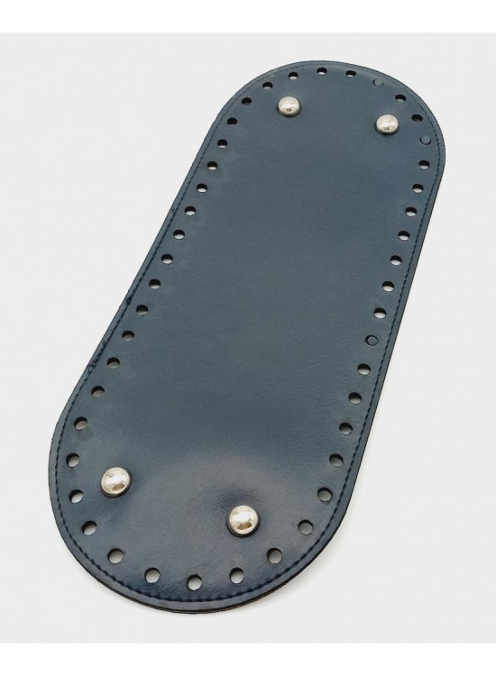 Çanta Aksesuar Suni Deri Lacivert Renk 30X12 cm Oval Çanta Tabanı (Gümüş Aparatlı)