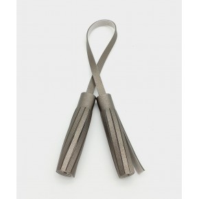 Çanta Aksesuar Suni Deri Parlak Gri İkili Düz Püskül