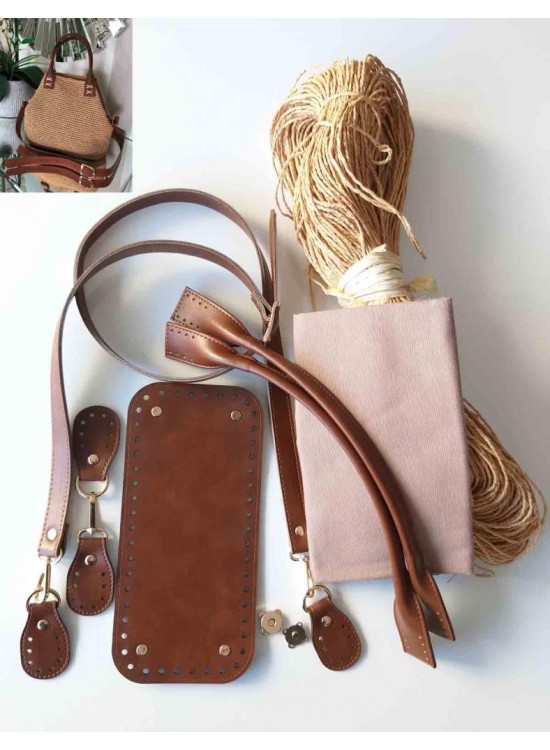 Çanta Aksesuar Suni Deri Sitil Model Örgü Çanta Seti