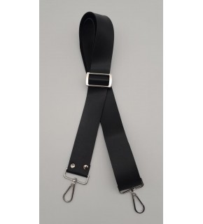 Çanta Aksesuar Suni Deri Siyah 120X4 Cm Çanta Sapı Kalsap Gümüş Metalli