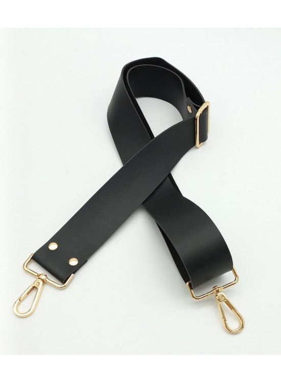 Çanta Aksesuar Suni Deri Siyah 120X4 Cm Çanta Sapı Kalsap Light Gold Metalli