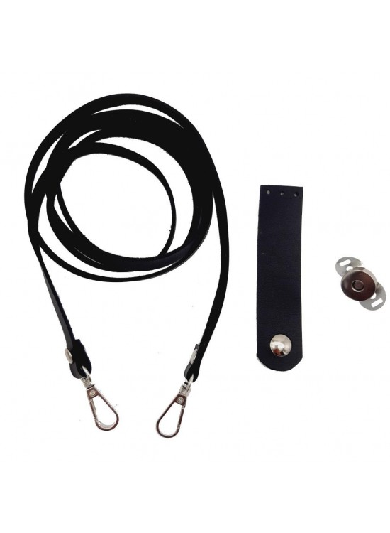 Çanta Aksesuar Suni Deri Siyah Cep Telefonu Seti Gümüş Metalli Çanta Aksesuar Suni Deri Siyah Cep Telefonu Seti Gümüş Metalli