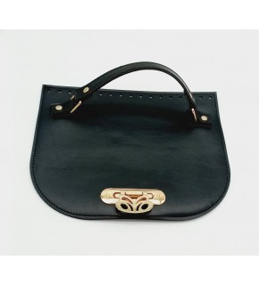 Çanta Aksesuar Suni Deri Siyah Renk 24X19 Cm Kapak Light Gold Metalli