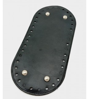 Çanta Aksesuar Suni Deri Siyah Renk 25X12 cm Oval Çanta Tabanı (Gümüş Aparatlı)