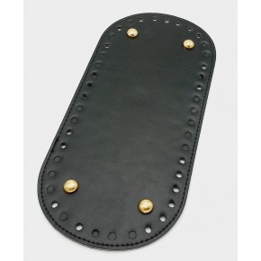 Çanta Aksesuar Suni Deri Siyah Renk 25X12 cm Oval Çanta Tabanı (Light Gold Aparatlı)