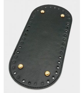 Çanta Aksesuar Suni Deri Siyah Renk 25X12 cm Oval Çanta Tabanı (Light Gold Aparatlı)