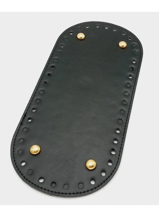 Çanta Aksesuar Suni Deri Siyah Renk 25X12 cm Oval Çanta Tabanı (Light Gold Aparatlı)