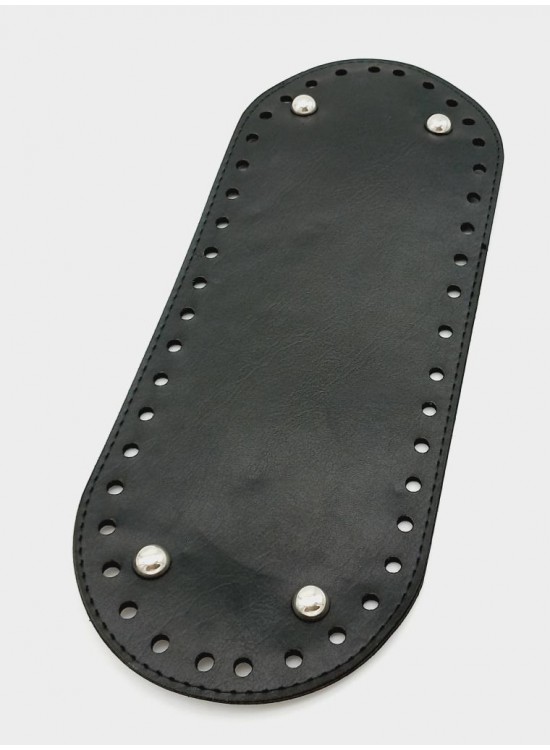 Çanta Aksesuar Suni Deri Siyah Renk 30X12 cm Oval Çanta Tabanı (Gümüş Aparatlı)