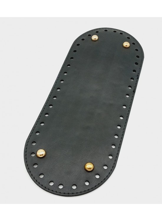 Çanta Aksesuar Suni Deri Siyah Renk 30X12 cm Oval Çanta Tabanı (Light Gold Aparatlı)