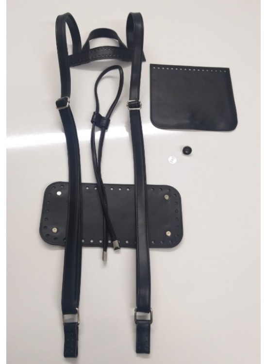 Çanta Aksesuar Suni Deri Siyah Renk Light Gold Metal Sırt Çanta Seti