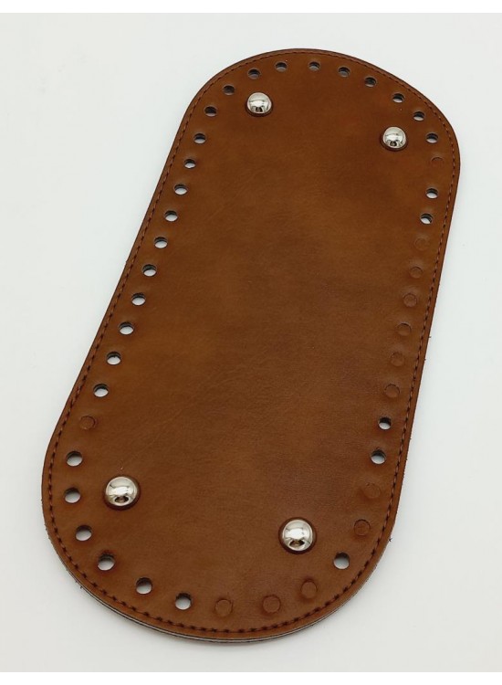 Çanta Aksesuar Suni Deri Taba Renk 25X12 cm Oval Çanta Tabanı (Gümüş Aparatlı)