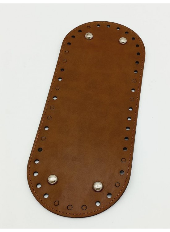Çanta Aksesuar Suni Deri Taba Renk 30X12 cm Oval Çanta Tabanı (Gümüş Aparatlı)