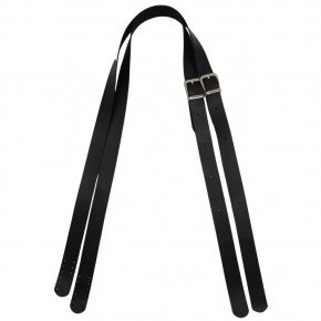 Çanta Aksesuar Suni Deri Tek Tokalı Ayarlanabilir Çift Çanta Sapı Siyah Renk Gümüş Metal