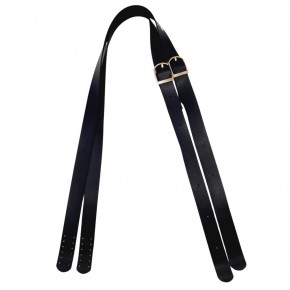 Çanta Aksesuar Suni Deri Tek Tokalı Ayarlanabilir Çift Çanta Sapı Siyah Renk Light Gold Metal