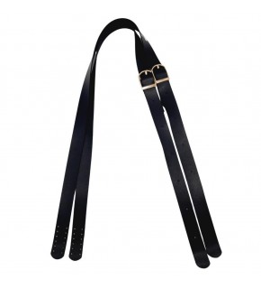 Çanta Aksesuar Suni Deri Tek Tokalı Ayarlanabilir Çift Çanta Sapı Siyah Renk Light Gold Metal