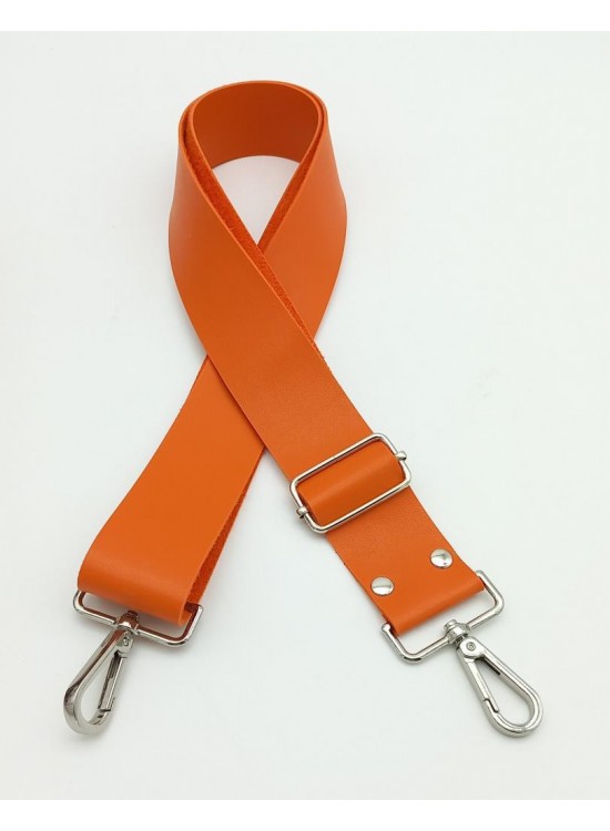 Çanta Aksesuar Suni Deri Turuncu 120X4 Cm Çanta Sapı Kalsap Gümüş Metalli