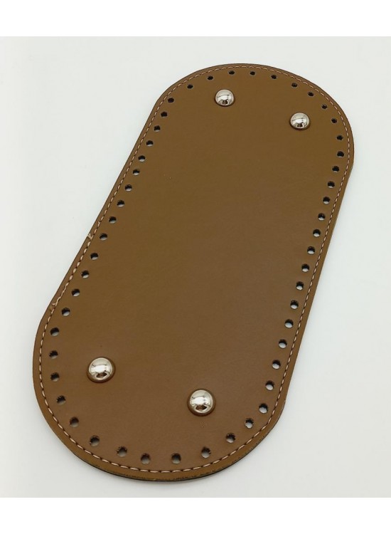 Çanta Aksesuar Suni Deri Vizon Renk 25X12 cm Oval Çanta Tabanı (Gümüş Aparatlı)
