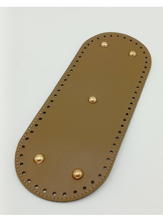 Çanta Aksesuar Suni Deri Vizon Renk 30X12 cm Oval Çanta Tabanı (Light Gold Aparatlı)