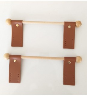 Çanta Aksesuar Suni Derili Ahşap Çanta Sapı Taba Renk