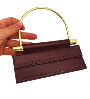 Çanta Aksesuar Suni Derili Metal Çanta Sapı İpek Model Bordo Renk Light Gold Metal (Yeni Model)