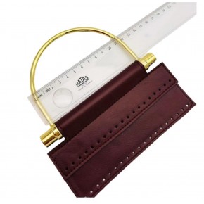 Çanta Aksesuar Suni Derili Metal Çanta Sapı İpek Model Bordo Renk Light Gold Metal (Yeni Model)