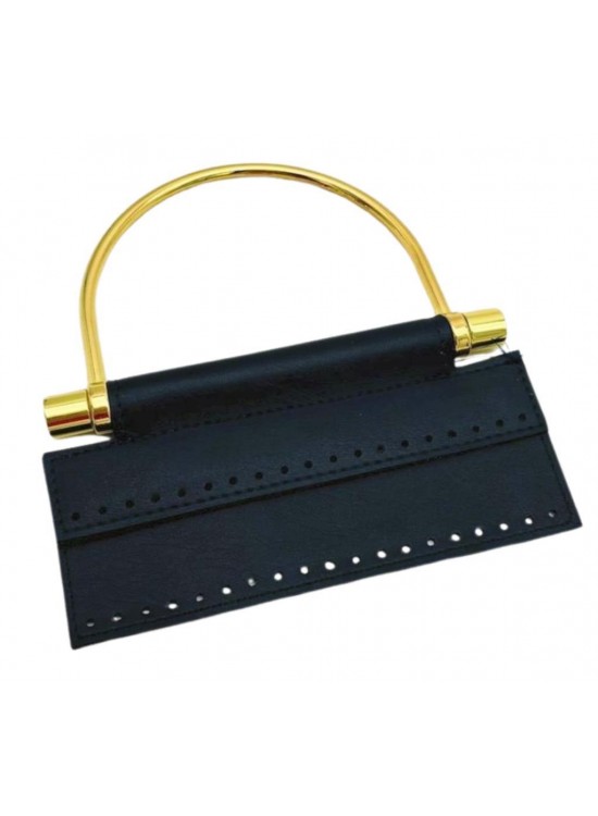 Çanta Aksesuar Suni Derili Metal Çanta Sapı İpek Model Lacivert  Renk Light Gold Metal (Yeni Model)