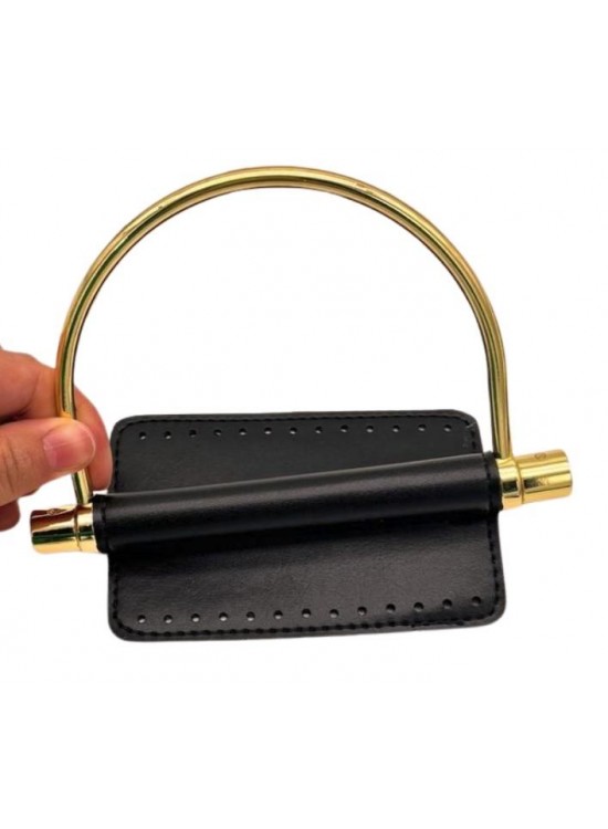 Çanta Aksesuar Suni Derili Metal Çanta Sapı İpek Model Siyah Renk Light Gold Metal