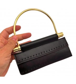 Çanta Aksesuar Suni Derili Metal Çanta Sapı İpek Model Siyah Renk Light Gold Metal (Yeni Model)