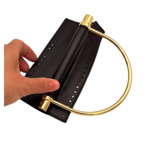 Çanta Aksesuar Suni Derili Metal Çanta Sapı İpek Model Siyah Renk Light Gold Metal (Yeni Model)