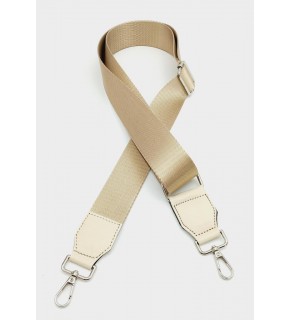 Çanta Aksesuar Suni Derili Polyester Kolon 120X4 Cm Bej Gümüş Metalli