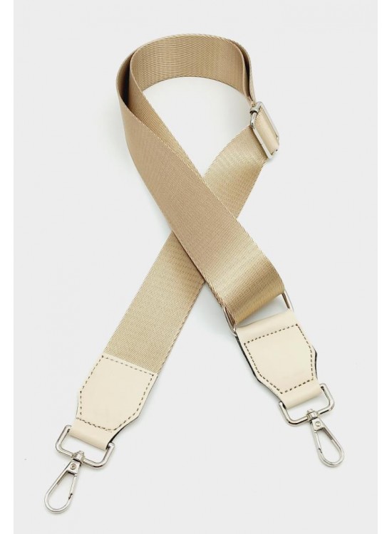 Çanta Aksesuar Suni Derili Polyester Kolon 120X4 Cm Bej Gümüş Metalli