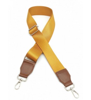 Çanta Aksesuar Suni Derili Polyester Kolon 120X4 Cm Hardal Gümüş Metalli