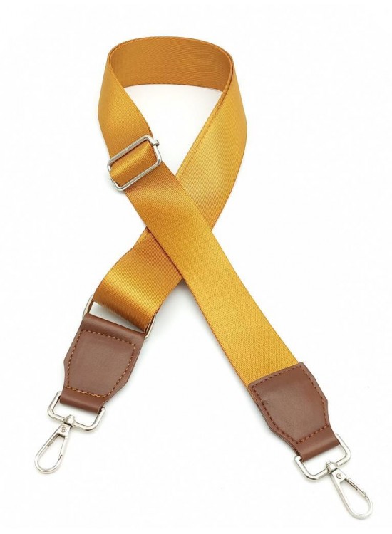 Çanta Aksesuar Suni Derili Polyester Kolon 120X4 Cm Hardal Gümüş Metalli