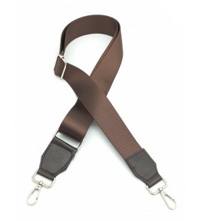 Çanta Aksesuar Suni Derili Polyester Kolon 120X4 Cm Kahverengi Gümüş Metalli