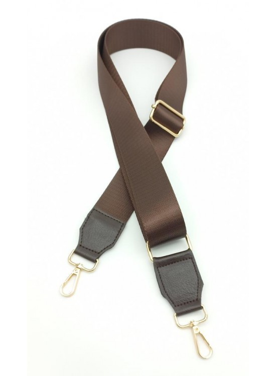 Çanta Aksesuar Suni Derili Polyester Kolon 120X4 Cm Kahverengi Light Gold Metalli