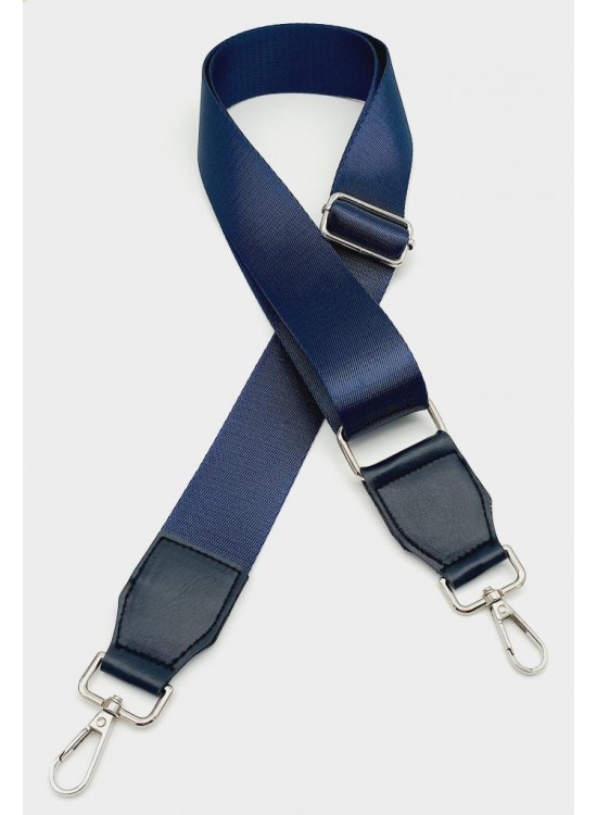 Çanta Aksesuar Suni Derili Polyester Kolon 120X4 Cm Lacivert Gümüş Metalli