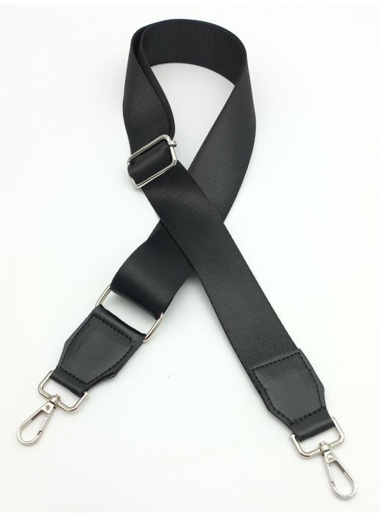 Çanta Aksesuar Suni Derili Polyester Kolon 120X4 Cm Siyah Gümüş Metalli Çanta Aksesuar Suni Derili Polyester Kolon 120X4 Cm Siyah Gümüş Metalli