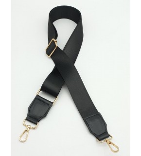 Çanta Aksesuar Suni Derili Polyester Kolon 120X4 Cm Siyah Light Gold Metalli