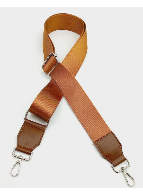 Çanta Aksesuar Suni Derili Polyester Kolon 120X4 Cm Taba Gümüş Metalli