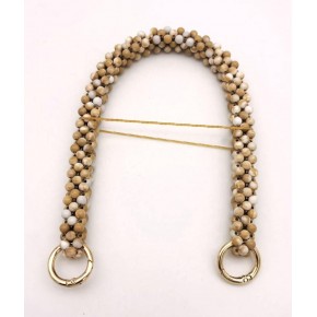 Çanta Aksesuar  Sütlü Kahve- Beyaz Renk 39 cm  Boncuklu  Çanta Sapı Light Gold Metalli