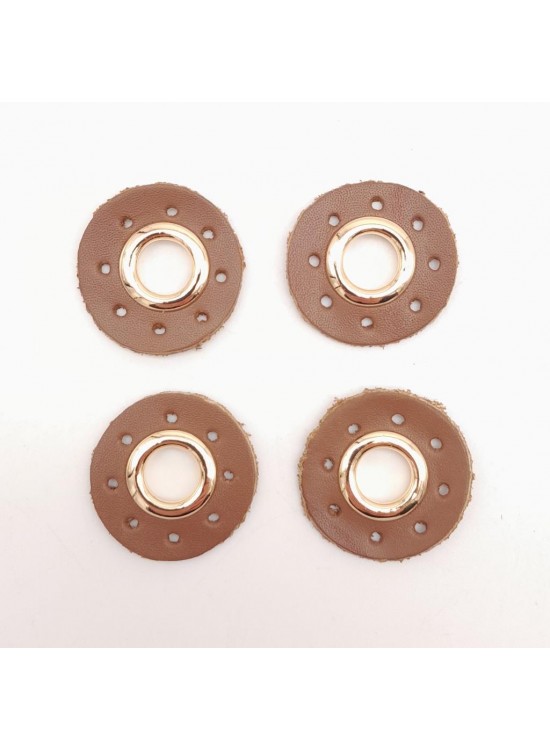 Çanta Aksesuar Sütlü Kahve Gerçek Derili 4 lü Kuşgözü Light Gold