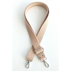 Çanta Aksesuar Sütlü Kahve Pamuklu Kolon Ayarlamalı Çanta Sapı Gümüş Metalli