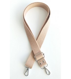 Çanta Aksesuar Sütlü Kahve Pamuklu Kolon Ayarlamalı Çanta Sapı Gümüş Metalli